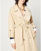 Trench long en Coton mélangé avec ceinture beige