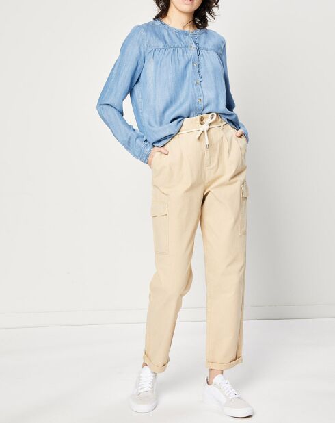 Pantalon Cargo en Toile de coton organique beige