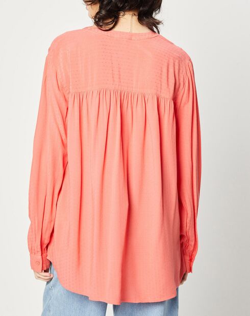 Blouse fluide manches longues rose saumon