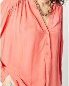 Blouse fluide manches longues rose saumon