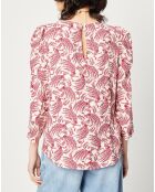 Blouse fluide imprimée rouge/écru