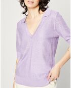 Pull Polo en Maille mélangée parme