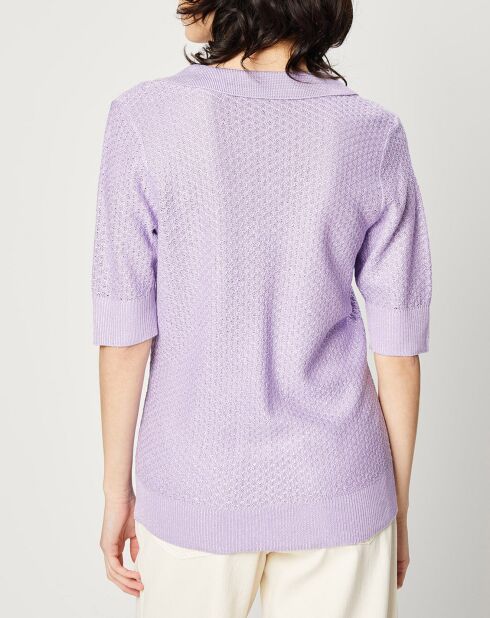 Pull Polo en Maille mélangée parme