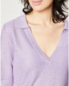 Pull Polo en Maille mélangée parme