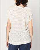 T-Shirt en Lin & Lurex à rayures blanc