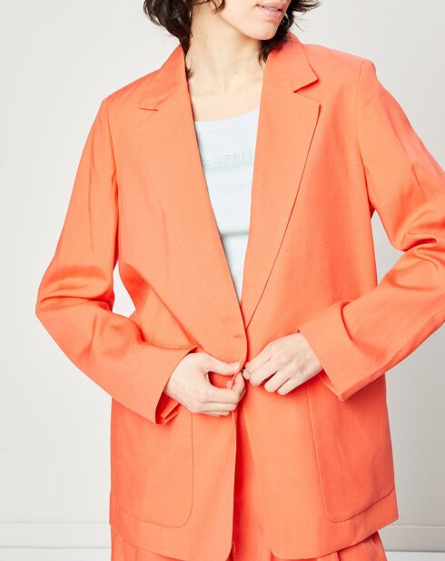 Veste blazer oversize en Lin mélangé orange