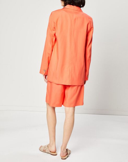 Veste blazer oversize en Lin mélangé orange