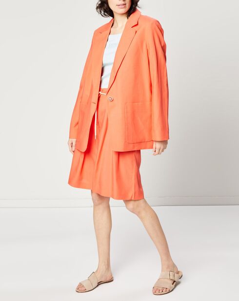 Giacca blazer oversize arancione in misto lino