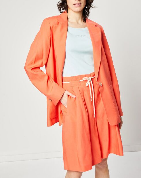 Giacca blazer oversize arancione in misto lino