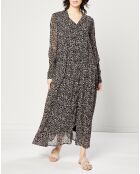 Robe maxi fluide imprimée noire