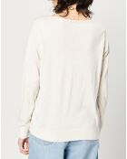 Pull fin en Maille de Coton Col V beige