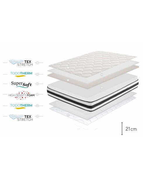 Matelas Maxim noir/blanc - 160x190 cm
