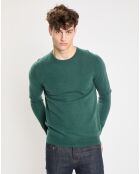 Pull 100% Cachemire Nachron col ras du cou vert foncé