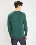 Pull 100% Cachemire Nachron col ras du cou vert foncé