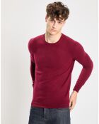 Pull 100% Cachemire Nachron col ras du cou bordeaux