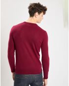 Pull 100% Cachemire Nachron col ras du cou bordeaux