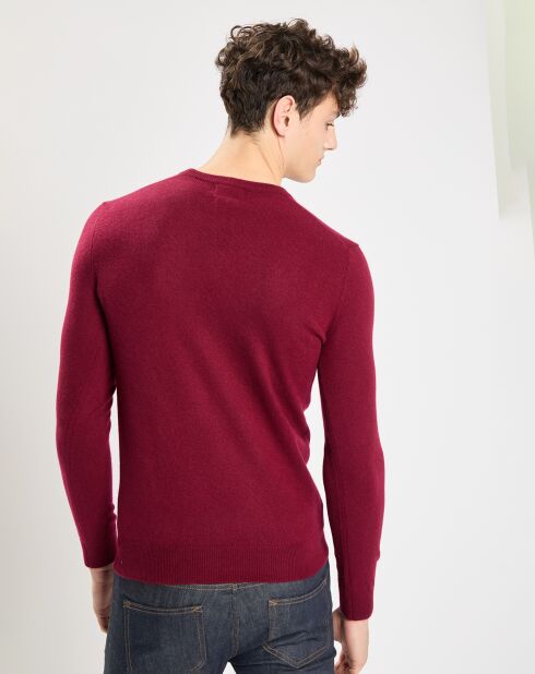 Pull 100% Cachemire Nachron col ras du cou bordeaux