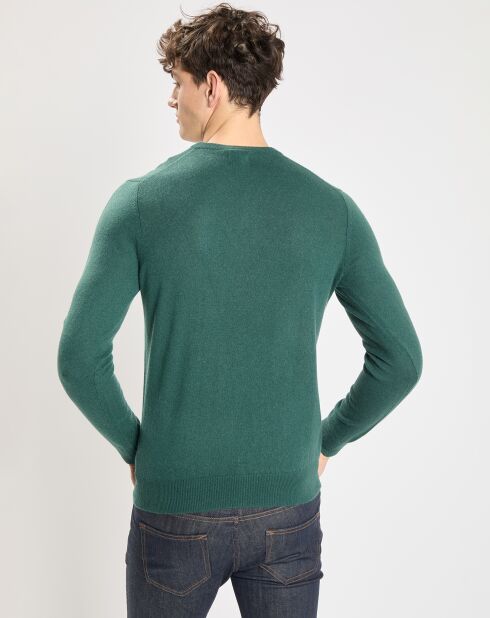 Pull 100% Cachemire Nachve col V vert foncé