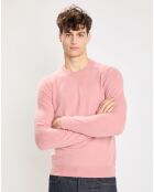 Pull 100% Cachemire Nachron col ras du cou rose