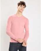 Pull 100% Cachemire Nachve col V rose