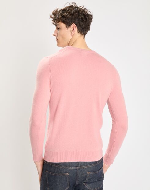 Pull 100% Cachemire Nachve col V rose