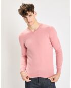 Pull 100% Cachemire Nachve col V rose