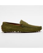 Mocassins en Velours de Cuir Diego vert chiné