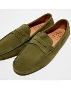 Mocassins en Velours de Cuir Diego vert chiné