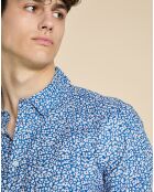 Chemise slim en Popeline Dov fleurs cobalt