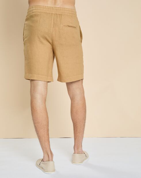 Danton camel korte broek van 100% linnen