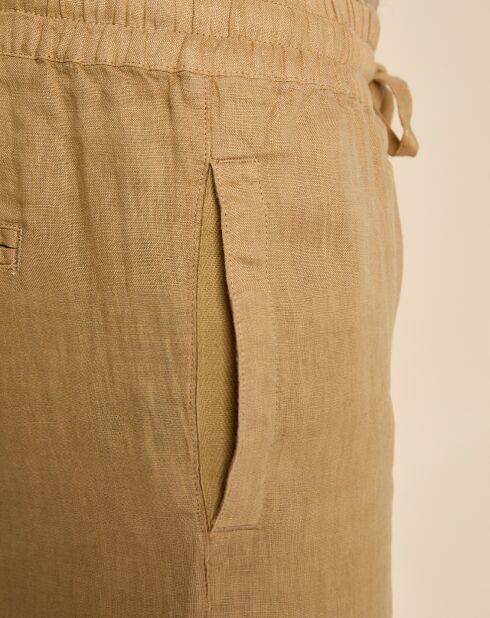 Danton camel korte broek van 100% linnen