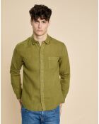 Chemise slim 100% Lin Danny olive