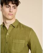 Chemise slim 100% Lin Danny olive