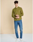 Chemise slim 100% Lin Danny olive