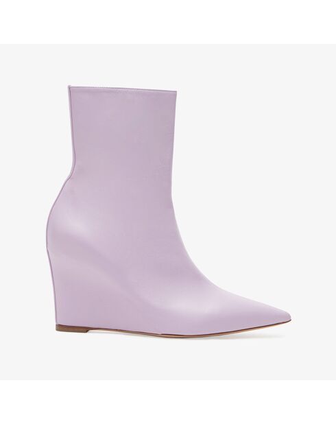 Bottines compensées en Cuir Frankie lilas - Talon 9 cm