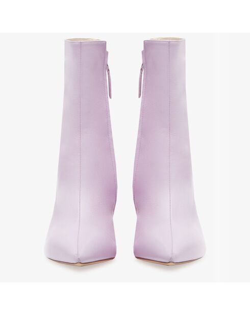 Bottines compensées en Cuir Frankie lilas - Talon 9 cm