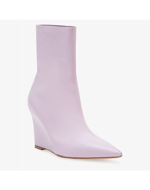 Bottines compensées en Cuir Frankie lilas - Talon 9 cm