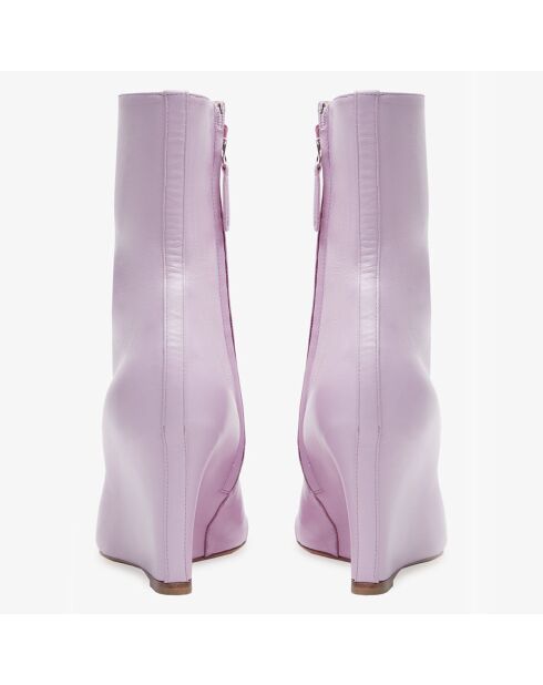 Bottines compensées en Cuir Frankie lilas - Talon 9 cm