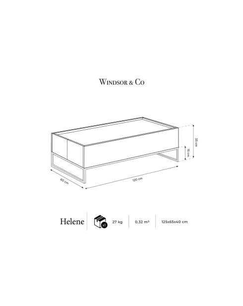 Table Basse Helene gris/chêne naturel - 120x60x35 cm