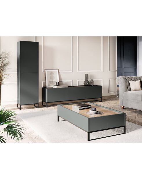 Table Basse Helene gris/chêne naturel - 120x60x35 cm