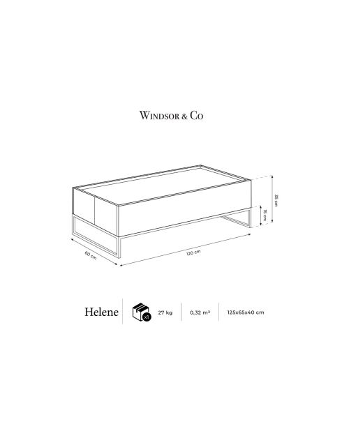 Table Basse Helene noire - 120x60x35 cm
