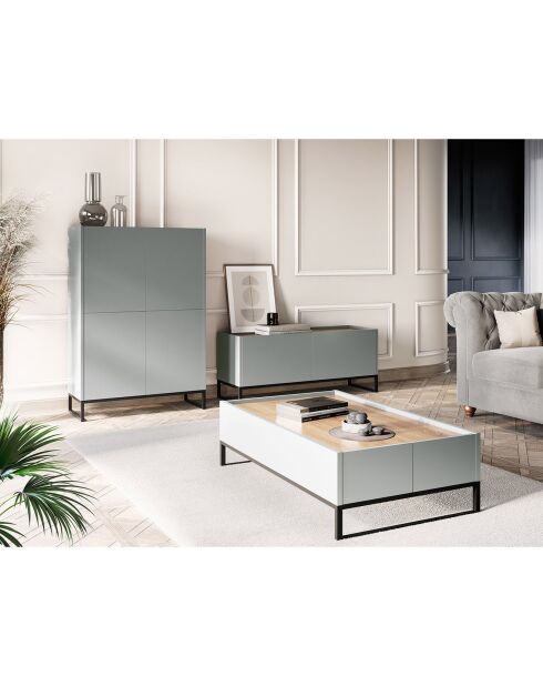 Meuble TV Helene chêne naturel/gris clair - 120x40x50 cm