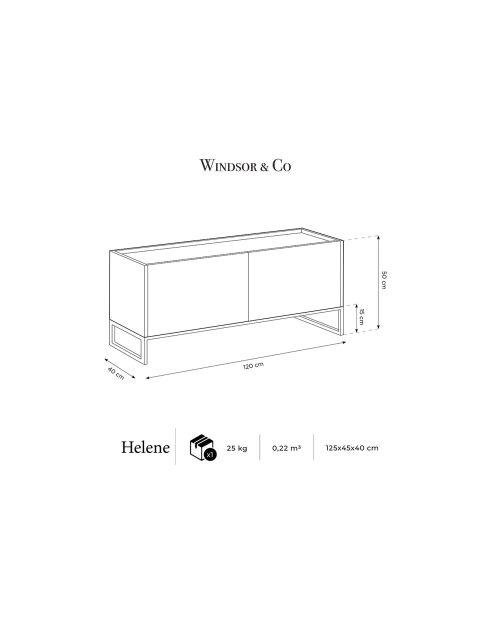 Meuble TV Helene noir - 120x40x50 cm