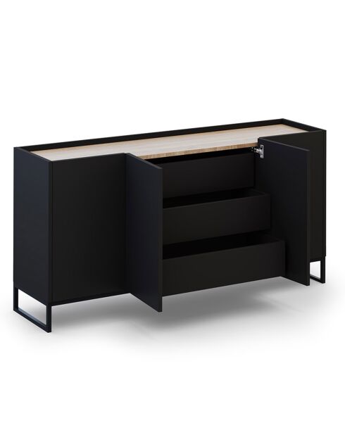 Buffet Helene chêne naturel/noir - 160x40x80 cm