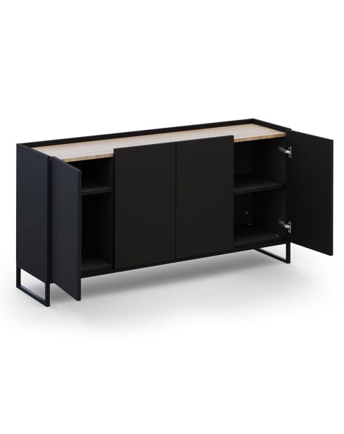 Buffet Helene chêne naturel/noir - 160x40x80 cm