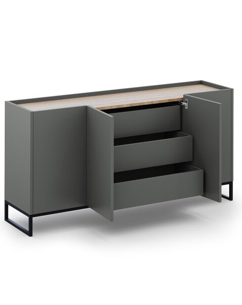 Buffet Helene gris/chêne naturel - 160x40x80 cm