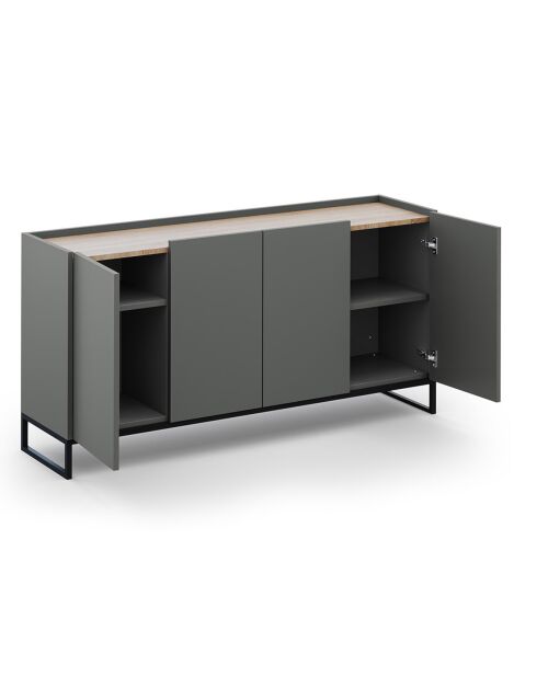 Buffet Helene gris/chêne naturel - 160x40x80 cm