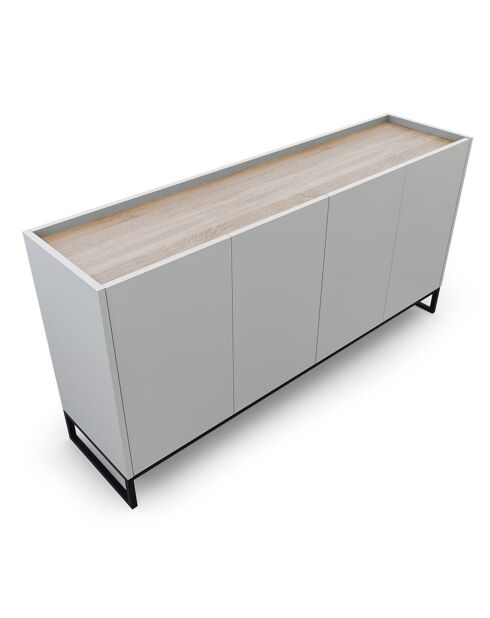Buffet Helene chêne naturel/gris clair - 160x40x80 cm