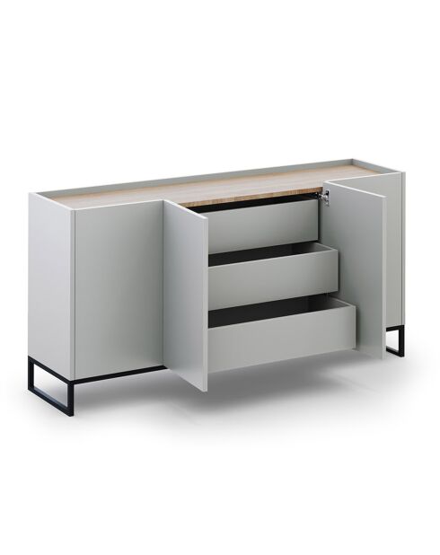 Buffet Helene chêne naturel/gris clair - 160x40x80 cm