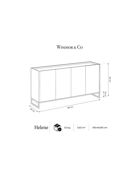 Buffet Helene noir - 160x40x80 cm